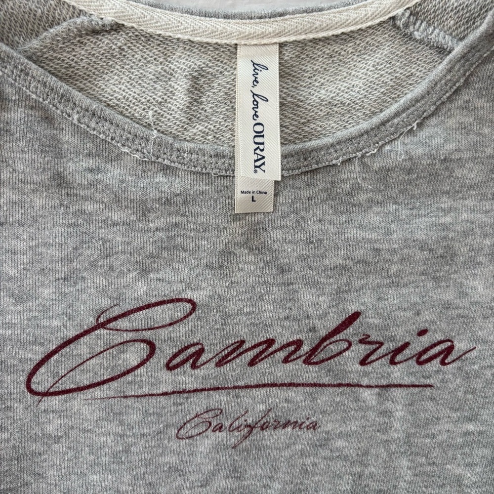 NWOT Live Love OURAY Gray Cambria CA Sweat Shirt terry lined boatneck SZ L - Picture 9 of 12